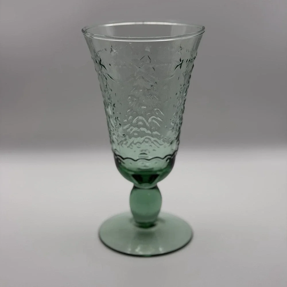 Studio Nova Holiday Cheer Handmade Goblets Green Trees Glasses 12oz Set Of 4